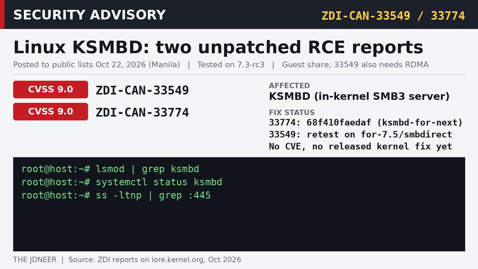 Unpatched KSMBD Bugs Hit Public Kernel Lists: What It Means for You