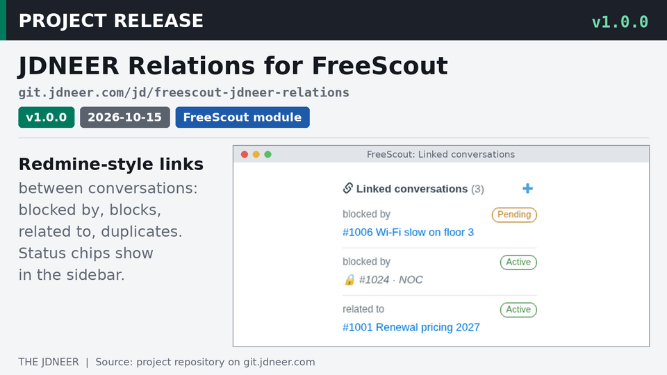 FreeScout Gets Redmine-Style Conversation Links With JDNEER Relations 1.0