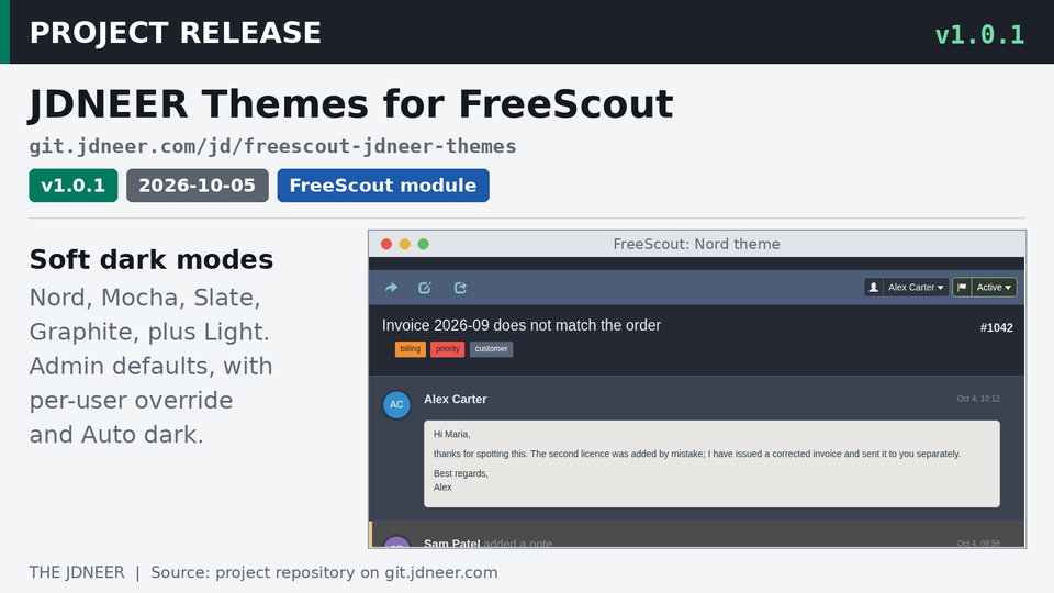 JDNEER Themes Brings Soft Dark Modes to FreeScout, One User at a Time